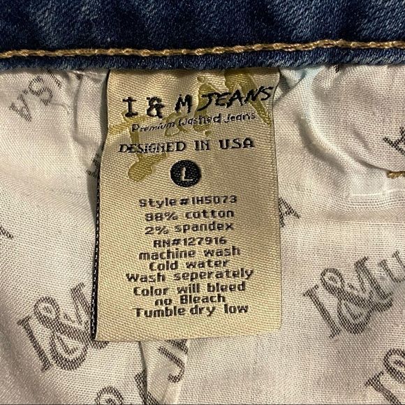 I & M Jeans High-Rise Kylie Frayed Shorts Large Distressed High Waist - Picture 9 of 12